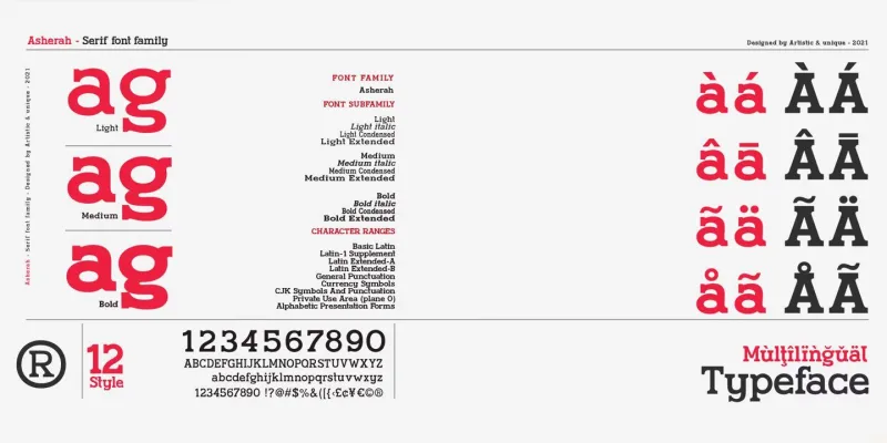 Asherah Font Family preview 3 – Serif Fonts font sample