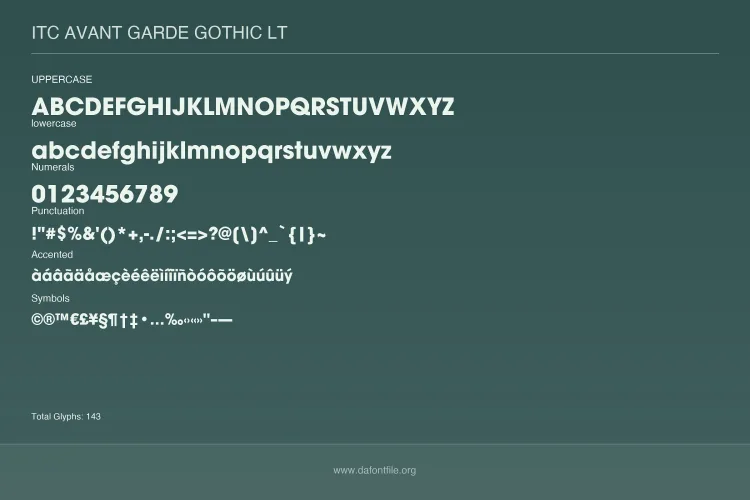 Avant Garde Gothic Font preview 2 – Sans Serif Fonts font sample