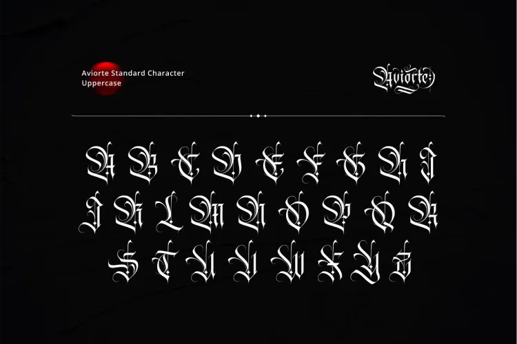 Aviorte Font preview 5 – Blackletter Font font sample