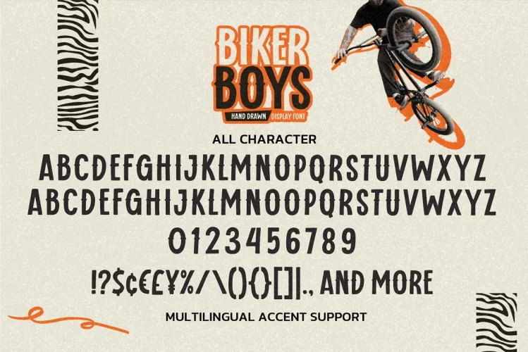 Biker Boys – Hand Drawn Display Font preview 4 – Display Fonts font sample