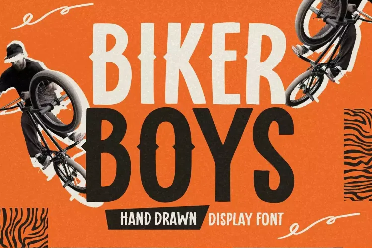 Biker Boys – Hand Drawn Display Font preview 5 – Display Fonts font sample