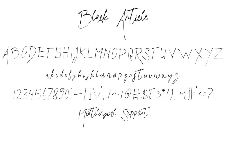 Black Article Font preview 4 – Script And Handwritten font sample