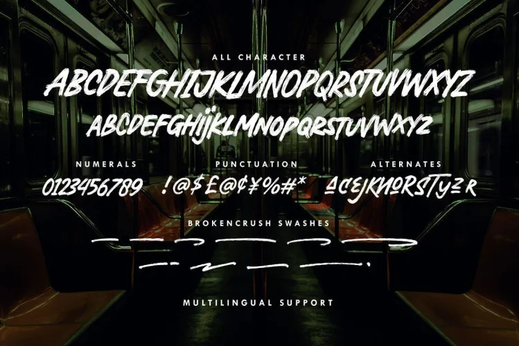 Broken Crush – Brush Font preview 8 – Brush Fonts font sample