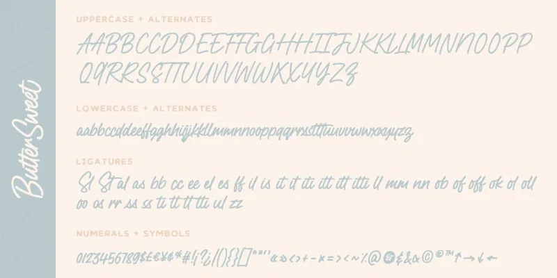 Butter Sweet Font preview 2 – Script And Handwritten font sample