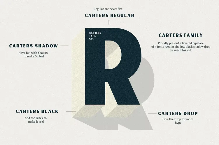Carter Layered Font preview 2 – Serif Fonts font sample