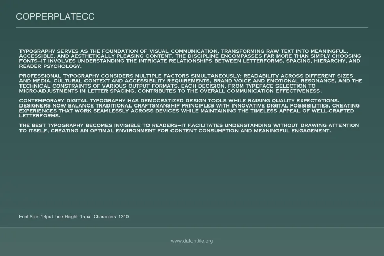Copperplate Font preview 3 – Display Fonts font sample