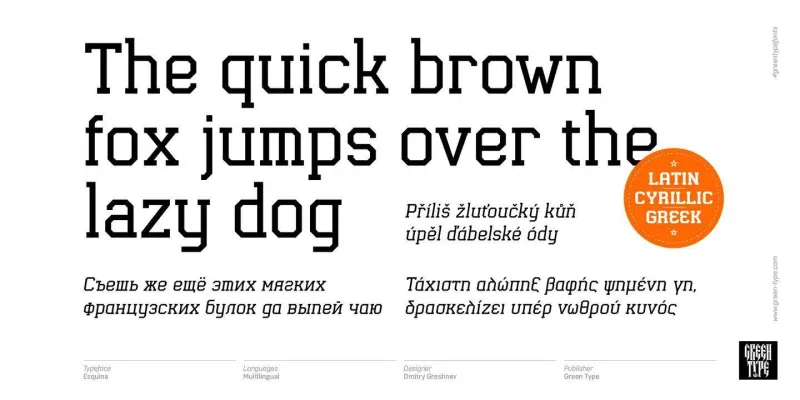 Esquina Font Family preview 3 – Slab Serif Fonts font sample