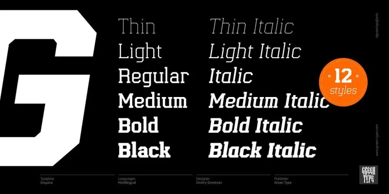Esquina Font Family preview 5 – Slab Serif Fonts font sample