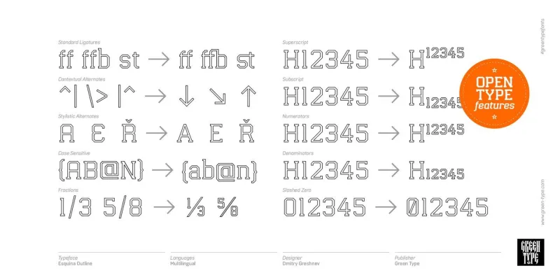 Esquina Outline Font Family preview 2 – Font Family font sample