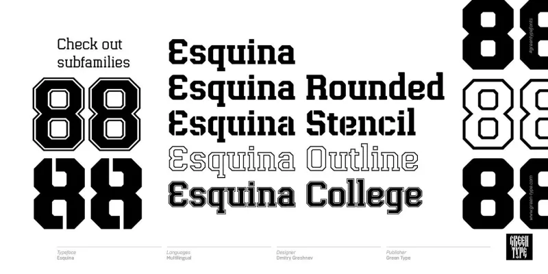 Esquina Outline Font Family preview 4 – Font Family font sample
