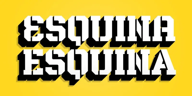 Esquina Stencil Font Family preview 1 – Display Fonts font sample