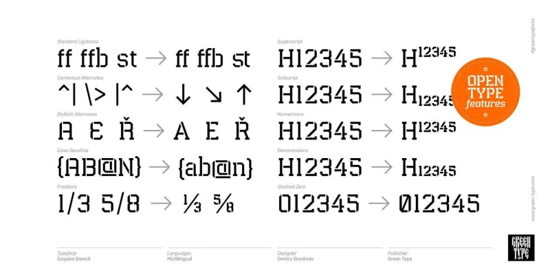Esquina Stencil Font Family preview 6 – Display Fonts font sample