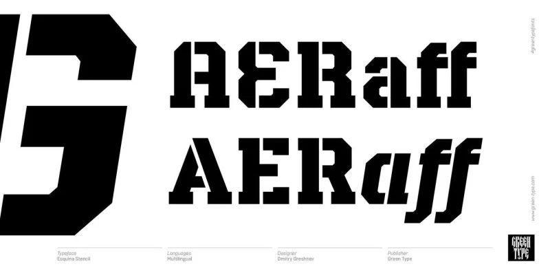 Esquina Stencil Font Family preview 9 – Display Fonts font sample