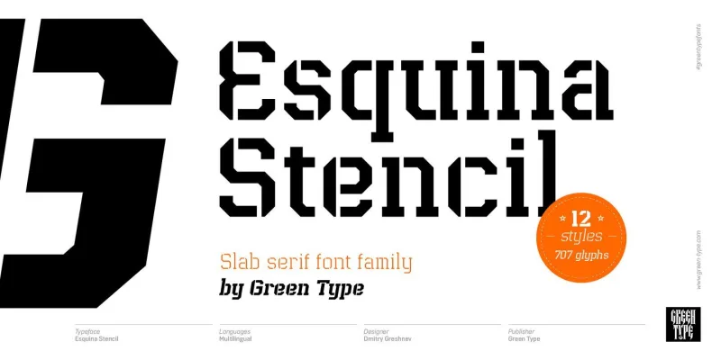 Esquina Stencil Font Family preview 10 – Display Fonts font sample
