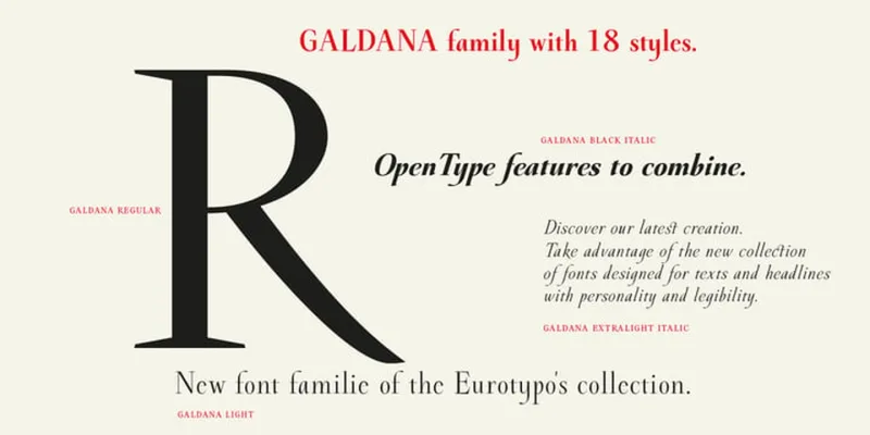 Galdana Font Family preview 1 – Serif Fonts font sample