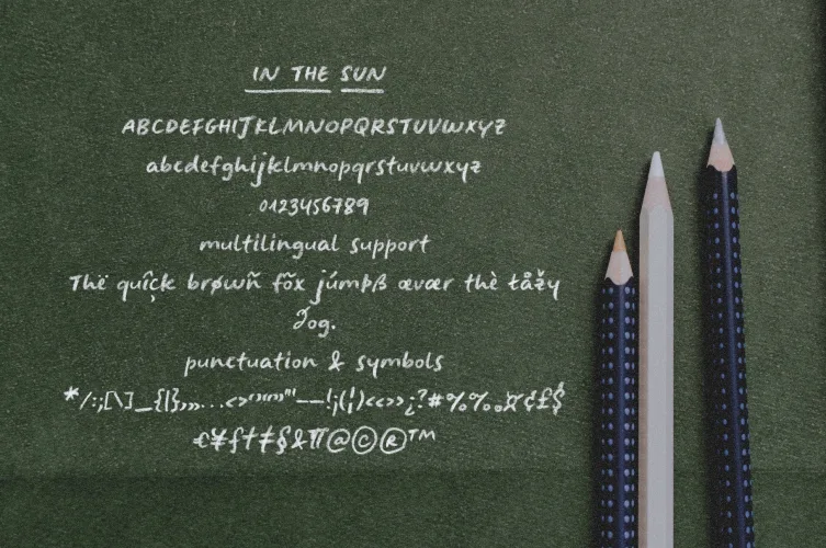 In The Sun Handwritten SVG Font preview 1 – Handwriting Fonts font sample