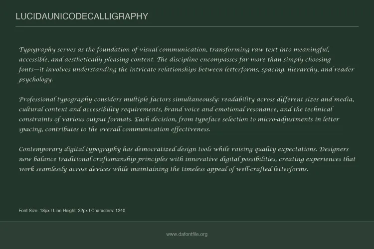 Lucida Unicode Calligraphy Font Family preview 3 – Display Fonts font sample