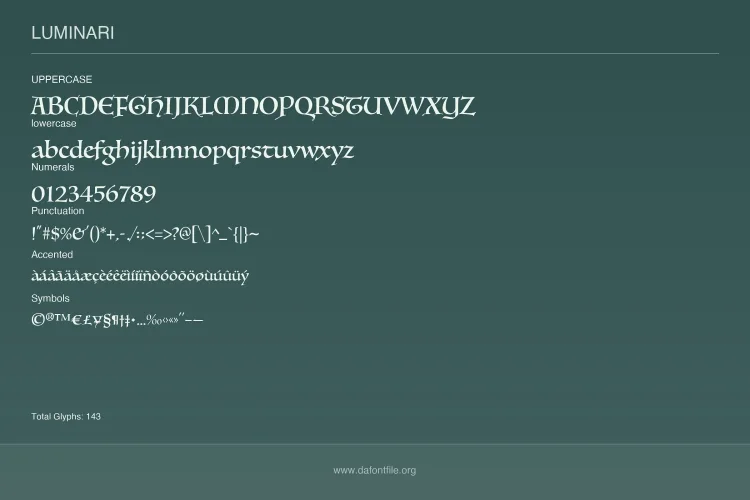 Luminari Font preview 2 – Display Fonts font sample