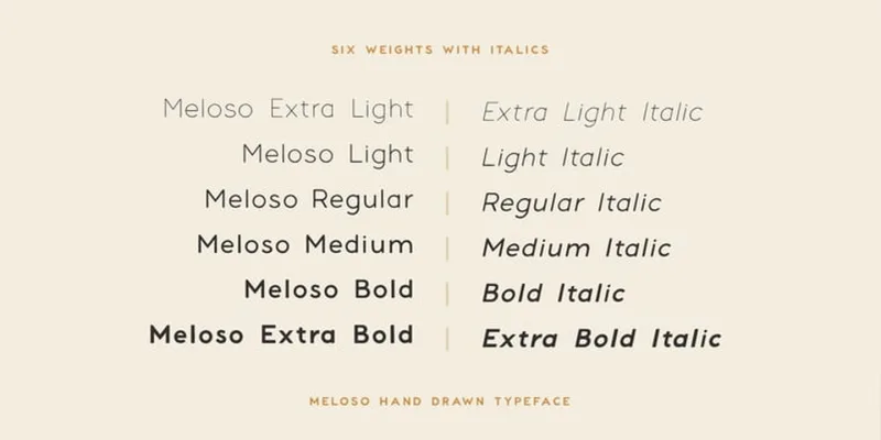 Meloso Font Family preview 10 – Typeface font sample