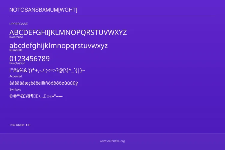 Noto Sans Bamum Font preview 2 – Sans Serif Fonts font sample