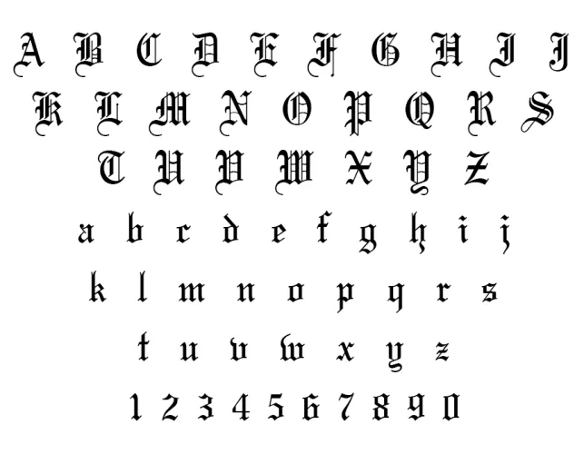 Old English Font preview 1 – Display Fonts font sample
