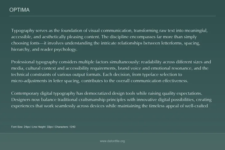 Optima Font Family preview 2 – Serif Fonts font sample