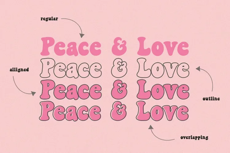 Peace & Love Font preview 4 – Display Fonts font sample