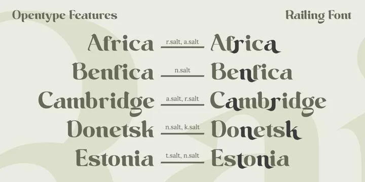 Railing Font preview 6 – Display Fonts font sample