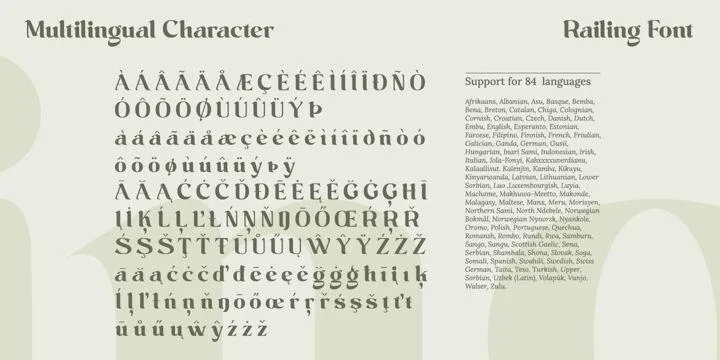 Railing Font preview 8 – Display Fonts font sample