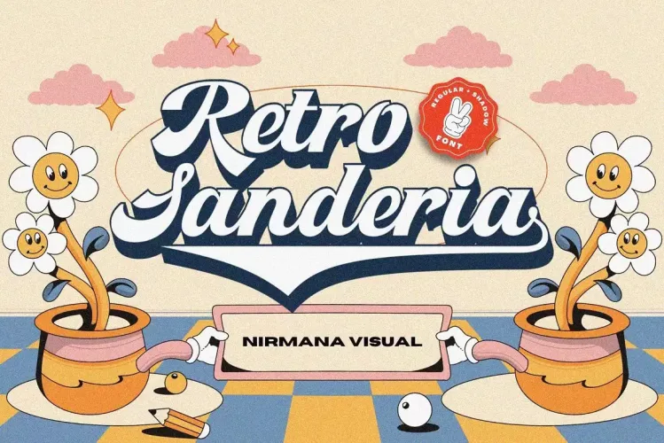Retro Sanderia – Groovy Font preview 7 – Script And Handwritten font sample