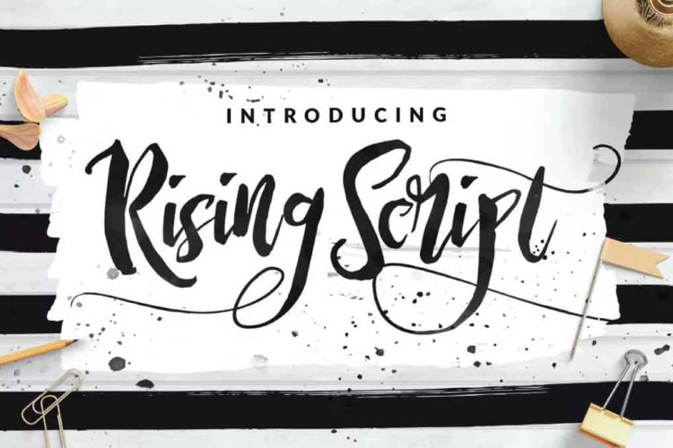Rising Brush Script Signature logotype Font free download preview 3 – Script And Handwritten font