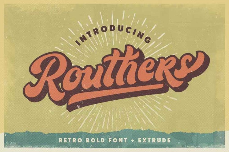 Routhers Retro Extrude Font free download preview 4 – Script And Handwritten font