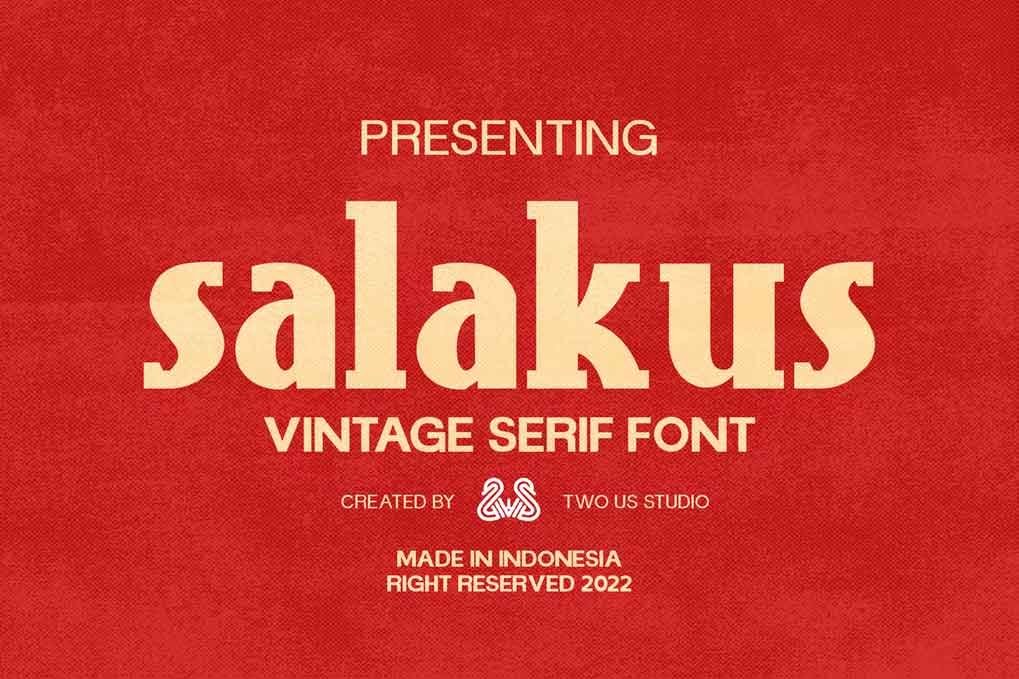 Salakus Vintage Font free download – Serif Fonts font preview image for Windows and Mac
