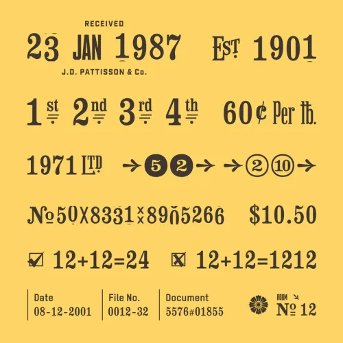 Stamp Numbering Font preview 1 – Display Fonts font sample