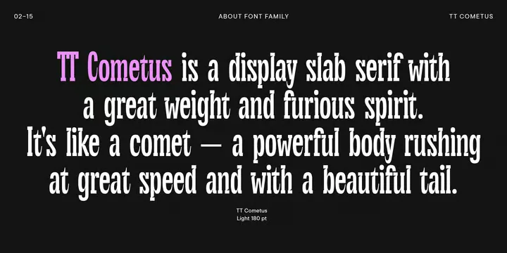 TT Cometus Font preview 1 – Typeface font sample