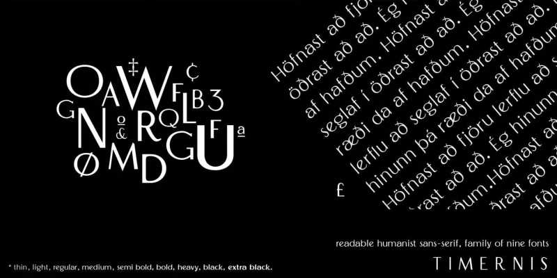 Timernis Font Family preview 1 – Sans Serif Fonts font sample