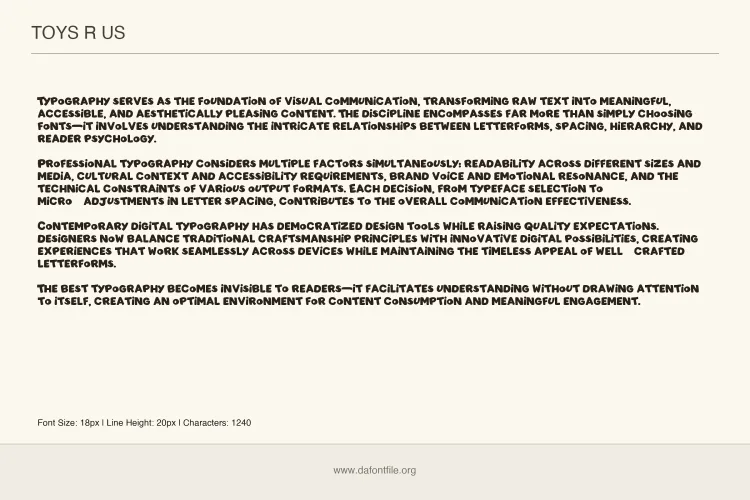 Toys R Us Font preview 3 – Display Fonts font sample