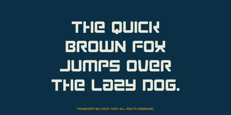 Transform Font preview 6 – Display Fonts font sample