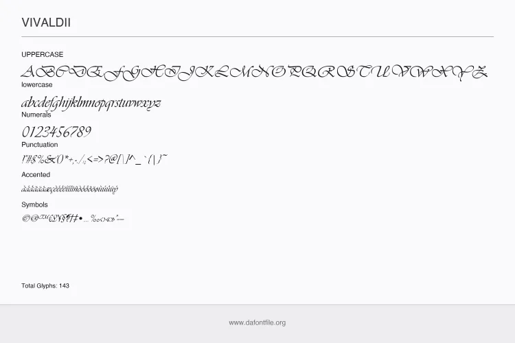 Vivaldi Font preview 3 – Handwriting Fonts font sample