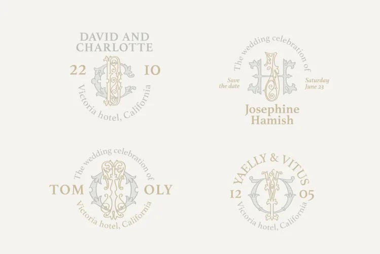 Wedding Monograms Fonts Set preview 1 – Display Fonts font sample