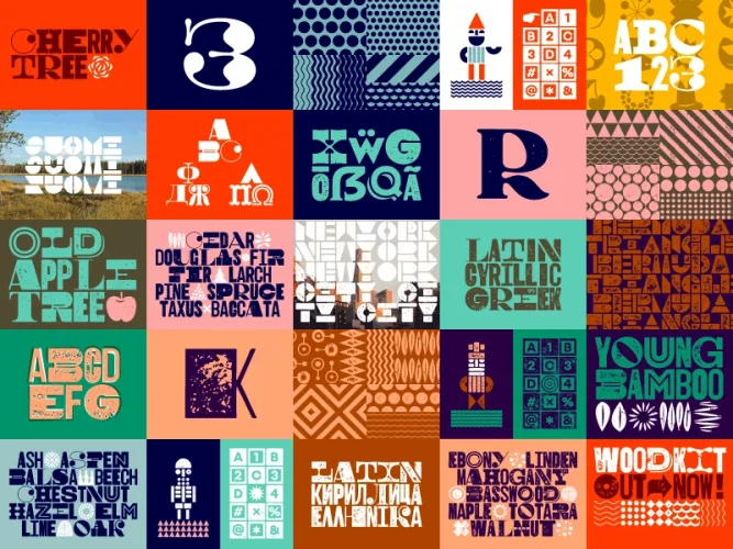 Woodkit Print Pro Font Family preview 1 – Font Family font sample